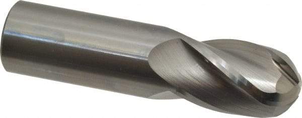 OSG - 1" Diam, 1-1/2" LOC, 4 Flute Solid Carbide Ball End Mill - Uncoated, Single End, 4" OAL, 1" Shank Diam, Spiral Flute - Benchmark Tooling