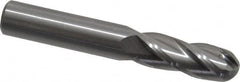 OSG - 3/8" Diam, 1" LOC, 4 Flute Solid Carbide Ball End Mill - Uncoated, Single End, 2-1/2" OAL, 3/8" Shank Diam, Spiral Flute - Benchmark Tooling