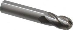 OSG - 5/8" Diam, 1-1/4" LOC, 4 Flute Solid Carbide Ball End Mill - Uncoated, Single End, 3-1/2" OAL, 5/8" Shank Diam, Spiral Flute - Benchmark Tooling
