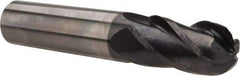 OSG - 5/8" Diam, 1-1/4" LOC, 4 Flute Solid Carbide Ball End Mill - TiAlN Finish, Single End, 3-1/2" OAL, 5/8" Shank Diam, Spiral Flute - Benchmark Tooling