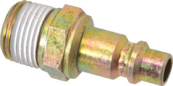 Prevost - 1/2 Male NPT Industrial Pneumatic Hose Connector - Zinc-Plated Nitrited Steel, 3/8" Body Diam - Benchmark Tooling
