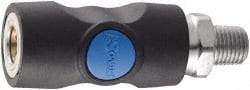 Prevost - 3/8 Male NPT Industrial Pneumatic Hose Safety Coupler - Composite, 1/4" Body Diam - Benchmark Tooling