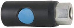 Prevost - 3/8 Female NPT Industrial Pneumatic Hose Safety Coupler - Composite, 3/8" Body Diam - Benchmark Tooling