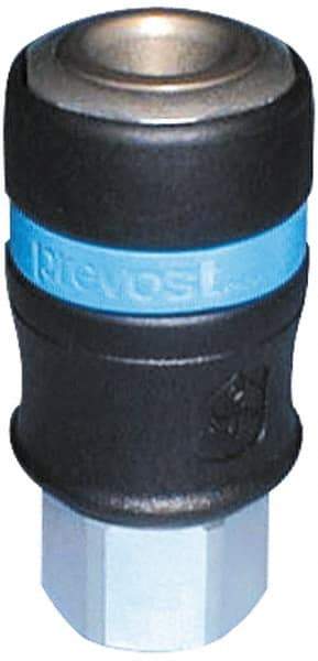 Prevost - 3/4 Female NPT Industrial Pneumatic Hose Safety Coupler - Fiber Glass, 1/2" Body Diam - Benchmark Tooling