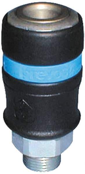 Prevost - 3/4 Male NPT Industrial Pneumatic Hose Safety Coupler - Fiber Glass, 1/2" Body Diam - Benchmark Tooling