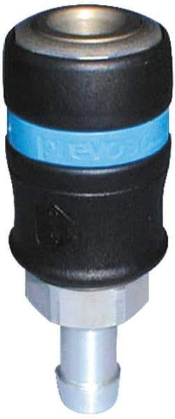 Prevost - Hose Barb Industrial Pneumatic Hose Safety Coupler - Composite, 1/2" Body Diam, 1/2" Hose ID - Benchmark Tooling