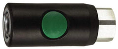 Prevost - 1/4 Female NPT European High Flow Pneumatic Hose Safety Coupler - Composite, 7.2mm Body Diam - Benchmark Tooling