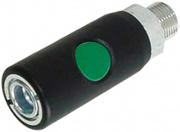 Prevost - 1/4 Male NPT European High Flow Pneumatic Hose Safety Coupler - Composite, 7.2mm Body Diam - Benchmark Tooling