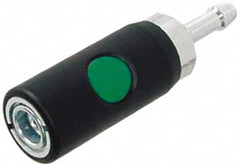 Prevost - Hose Barb European High Flow Pneumatic Hose Safety Coupler - Composite, 7.2mm Body Diam, 1/2" Hose ID - Benchmark Tooling