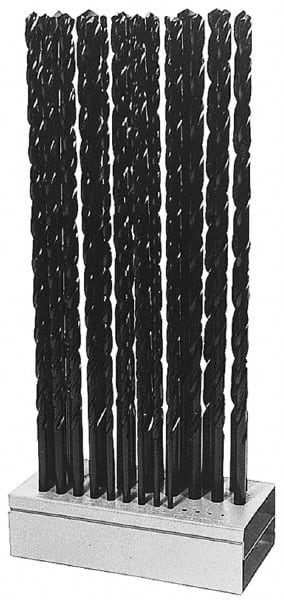 Interstate - 1/8 to 1/2", 118° Point, Oxide Finish, High Speed Steel Aircraft Extension Length Drill Bit Set - Benchmark Tooling