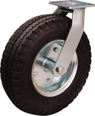 Hamilton - 12" Diam, Rubber Swivel Caster - 500 Lb Capacity, Top Plate Mount, 4" x 4-1/2" Plate, Precision Ball Bearing - Benchmark Tooling