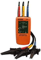 Extech - 3 Phase, 40 to 600 VAC, 2 to 400 Hz, 32 to 104°F, LED Display Phase Rotation Tester - 9V, Includes Alligator Clips, Test Leads, CAT III 600 V, CE, EN 61010-1 - Benchmark Tooling