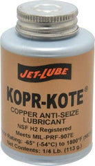 Jet-Lube - 0.25 Lb Can High Temperature Anti-Seize Lubricant - Copper/Graphite, -65 to 1,800°F, Copper/Bronze, Food Grade, Water Resistant - Benchmark Tooling