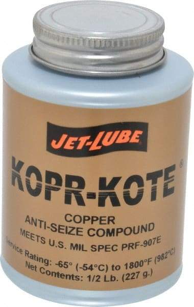 Jet-Lube - 0.5 Lb Can High Temperature Anti-Seize Lubricant - Copper/Graphite, -65 to 1,800°F, Copper/Bronze, Food Grade, Water Resistant - Benchmark Tooling