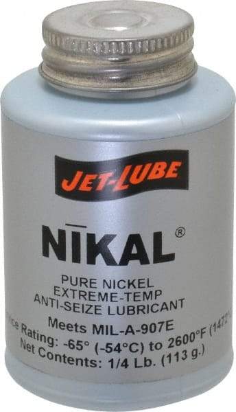 Jet-Lube - 0.25 Lb Can High Temperature Anti-Seize Lubricant - Nickel, -65 to 2,600°F, Silver Gray, Water Resistant - Benchmark Tooling