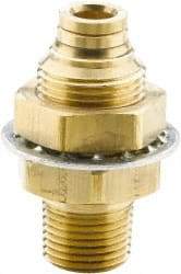 Parker - 1/2" Outside Diam, 1/2 NPTF, Brass Push-to-Connect Tube Male Bulkhead - 250 Max psi, Buna-N O-Ring, Tube to Male NPT - Benchmark Tooling