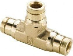 Parker - 3/16" Outside Diam, Brass Push-to-Connect Tube Union Tee - 250 Max psi, Tube to Tube Connection, Buna-N O-Ring - Benchmark Tooling