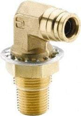 Parker - 1/2" Outside Diam, 1/2 NPTF, Brass Push-to-Connect Tube Male Bulkhead Elbow - 250 Max psi, Buna-N O-Ring, Tube to Male NPT - Benchmark Tooling