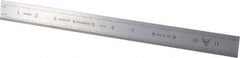 PEC Tools - 12" Long, 1/100, 1/10" and 0.5, 1mm Graduation, Rigid Steel Rule - Decimal/Metric Graduation Style, 1" Wide, Silver, Satin Chrome Finish - Benchmark Tooling