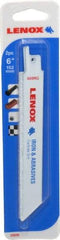 Lenox - 6" Long x 3/4" Thick, Carbide Reciprocating Saw Blade - Straight Profile, Continuous Edge, Universal Shank - Benchmark Tooling