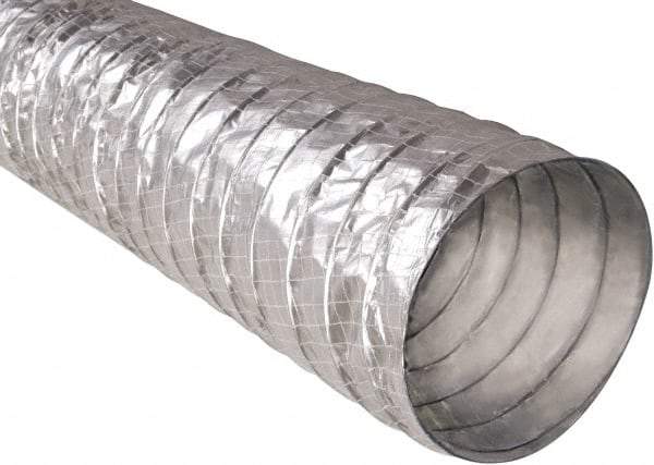 Hi-Tech Duravent - 6" ID, 25' Long, Metalized Film Blower & Duct Hose - Silver, 3" Bend Radius, 0.15 In/Hg, 0.85 Max psi, -20 to 250°F - Benchmark Tooling