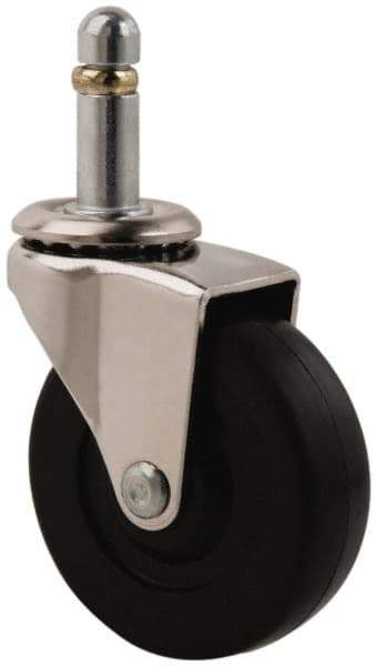 E.R. Wagner - 2-1/2" Diam x 13/16" Wide x 3-1/16" OAH Stem Mount Swivel Caster - Soft Rubber, 90 Lb Capacity, Delrin Bearing, 7/16 x 1-3/8" Friction Stem - Benchmark Tooling