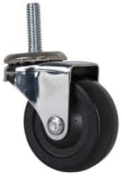 E.R. Wagner - 2" Diam x 13/16" Wide x 2-1/2" OAH Stem Mount Swivel Caster - Soft Rubber, 75 Lb Capacity, Delrin Bearing, 5/16-18 x 1" Threaded Stem - Benchmark Tooling