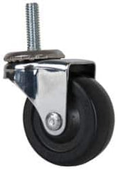 E.R. Wagner - 2" Diam x 13/16" Wide x 2-1/2" OAH Stem Mount Swivel Caster - Soft Rubber, 75 Lb Capacity, Delrin Bearing, 5/16-18 x 1" Threaded Stem - Benchmark Tooling