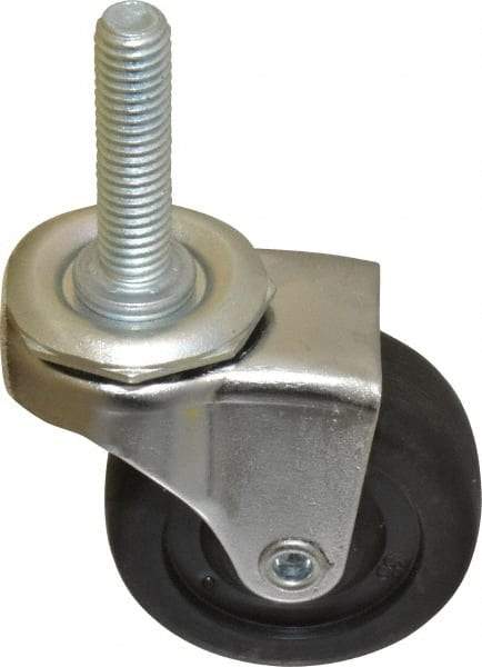 E.R. Wagner - 2" Diam x 13/16" Wide x 2-1/2" OAH Stem Mount Swivel Caster - Hard Rubber, 100 Lb Capacity, Delrin Bearing, 3/8-16 x 1-1/2" Threaded Stem - Benchmark Tooling