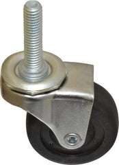 E.R. Wagner - 2" Diam x 13/16" Wide x 2-1/2" OAH Stem Mount Swivel Caster - Hard Rubber, 100 Lb Capacity, Delrin Bearing, 3/8-16 x 1-1/2" Threaded Stem - Benchmark Tooling