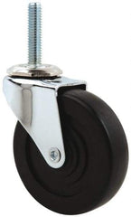 E.R. Wagner - 3" Diam x 13/16" Wide x 3-9/16" OAH Stem Mount Swivel Caster - Hard Rubber, 125 Lb Capacity, Delrin Bearing, 3/8-16 x 1-1/2" Threaded Stem - Benchmark Tooling