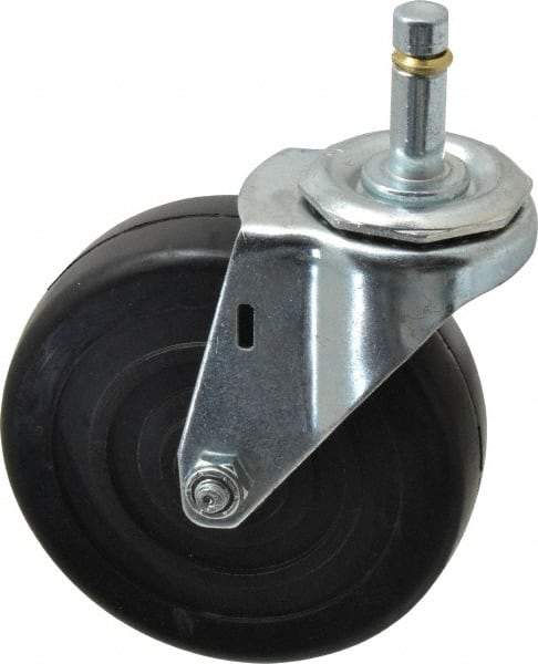 E.R. Wagner - 4" Diam x 1-1/4" Wide x 4-1/2" OAH Stem Mount Swivel Caster - Soft Rubber, 165 Lb Capacity, Delrin Bearing, 7/16 x 1-3/8" Friction Stem - Benchmark Tooling