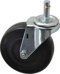 E.R. Wagner - 4" Diam x 1-1/4" Wide x 4-1/2" OAH Stem Mount Swivel Caster - Soft Rubber, 165 Lb Capacity, Delrin Bearing, 7/16 x 1-3/8" Friction Stem - Benchmark Tooling