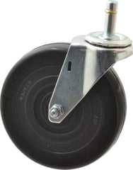 E.R. Wagner - 5" Diam x 1-1/4" Wide x 5-1/2" OAH Stem Mount Swivel Caster - Soft Rubber, 190 Lb Capacity, Delrin Bearing, 4 x 4-1/2" Plate, 7/16 x 1-3/8" Friction Stem - Benchmark Tooling