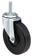 E.R. Wagner - 3" Diam x 1-1/4" Wide x 3-5/8" OAH Stem Mount Swivel Caster - Soft Rubber, 125 Lb Capacity, Delrin Bearing, 3/8-16 x 1" Threaded Stem - Benchmark Tooling