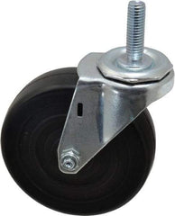 E.R. Wagner - 4" Diam x 1-1/4" Wide x 4-1/2" OAH Stem Mount Swivel Caster - Soft Rubber, 165 Lb Capacity, Delrin Bearing, 7/16-14 x 1-1/2" Threaded Stem - Benchmark Tooling