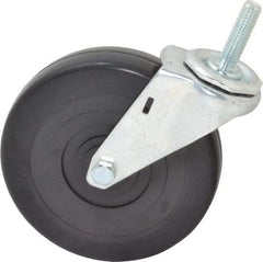 E.R. Wagner - 5" Diam x 1-1/4" Wide x 5-1/2" OAH Stem Mount Swivel Caster - Soft Rubber, 190 Lb Capacity, Delrin Bearing, 7/16-14 x 1-1/2" Threaded Stem - Benchmark Tooling