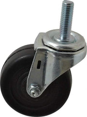 E.R. Wagner - 3" Diam x 1-1/4" Wide x 3-5/8" OAH Stem Mount Swivel Caster - Soft Rubber, 125 Lb Capacity, Delrin Bearing, 1/2-13 x 1-1/2" Threaded Stem - Benchmark Tooling