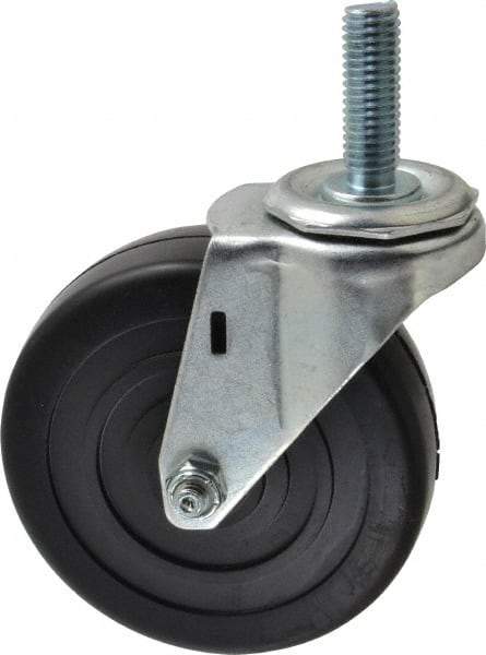 E.R. Wagner - 4" Diam x 1-1/4" Wide x 4-1/2" OAH Stem Mount Swivel Caster - Soft Rubber, 165 Lb Capacity, Delrin Bearing, 1/2-13 x 1-1/2" Threaded Stem - Benchmark Tooling