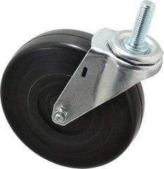 E.R. Wagner - 5" Diam x 1-1/4" Wide x 5-1/2" OAH Stem Mount Swivel Caster - Soft Rubber, 190 Lb Capacity, Delrin Bearing, 1/2-13 x 1-1/2" Threaded Stem - Benchmark Tooling
