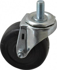 E.R. Wagner - 3" Diam x 1-1/4" Wide x 3-5/8" OAH Stem Mount Swivel Caster - Soft Rubber, 125 Lb Capacity, Delrin Bearing, 1/2-13 x 1" Threaded Stem - Benchmark Tooling