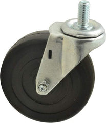 E.R. Wagner - 4" Diam x 1-1/4" Wide x 4-1/2" OAH Stem Mount Swivel Caster - Soft Rubber, 165 Lb Capacity, Delrin Bearing, 1/2-13 x 1" Threaded Stem - Benchmark Tooling