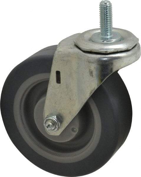 E.R. Wagner - 4" Diam x 1-1/4" Wide x 4-1/2" OAH Stem Mount Swivel Caster - TPR, 165 Lb Capacity, Delrin Bearing, 3/8-16 x 1" Threaded Stem - Benchmark Tooling