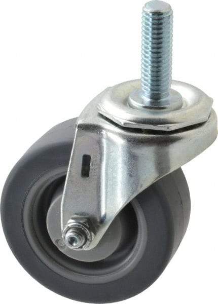 E.R. Wagner - 3" Diam x 1-1/4" Wide x 3-5/8" OAH Stem Mount Swivel Caster - TPR, 125 Lb Capacity, Delrin Bearing, 1/2-13 x 1-1/2" Threaded Stem - Benchmark Tooling