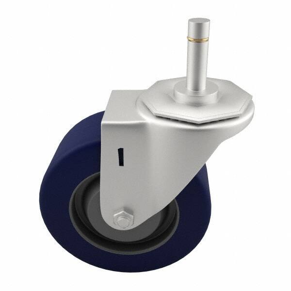 E.R. Wagner - 3" Diam x 1-1/4" Wide x 3-5/8" OAH Stem Mount Swivel Caster - Polyurethane, 210 Lb Capacity, Delrin Bearing, 7/16 x 1-3/8" Friction Stem - Benchmark Tooling