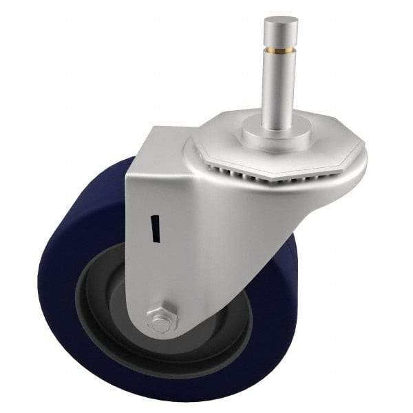 E.R. Wagner - 4" Diam x 1-1/4" Wide x 4-1/2" OAH Stem Mount Swivel Caster - Polyurethane, 275 Lb Capacity, Delrin Bearing, 7/16 x 1-3/8" Friction Stem - Benchmark Tooling