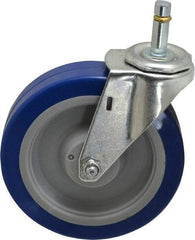 E.R. Wagner - 5" Diam x 1-1/4" Wide x 5-1/2" OAH Stem Mount Swivel Caster - Polyurethane, 280 Lb Capacity, Delrin Bearing, 7/16 x 1-3/8" Friction Stem - Benchmark Tooling