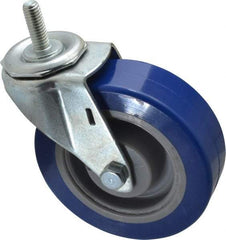 E.R. Wagner - 4" Diam x 1-1/4" Wide x 4-1/2" OAH Stem Mount Swivel Caster - Polyurethane, 275 Lb Capacity, Delrin Bearing, 3/8-16 x 1" Threaded Stem - Benchmark Tooling