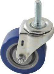 E.R. Wagner - 3" Diam x 1-1/4" Wide x 3-5/8" OAH Stem Mount Swivel Caster - Polyurethane, 210 Lb Capacity, Delrin Bearing, 7/16-14 x 1-1/2" Threaded Stem - Benchmark Tooling