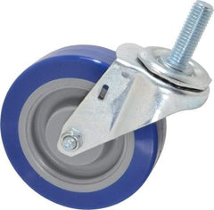 E.R. Wagner - 4" Diam x 1-1/4" Wide x 4-1/2" OAH Stem Mount Swivel Caster - Polyurethane, 275 Lb Capacity, Delrin Bearing, 1/2-13 x 1-1/2" Threaded Stem - Benchmark Tooling